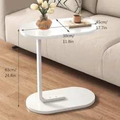 C-format sidebord & sofabord – lille træ kaffebord, der glider under sofa og seng