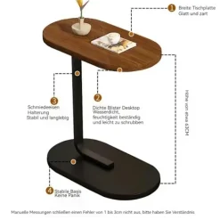 C-formet sidebord, 360° drejeligt og vippeligt C-formet endebord, laptop-stander sofabord til sofa/seng 45x30x60cm