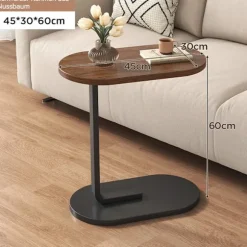 C-formet sidebord, 360° drejeligt & flip-top C-formet endebord, mobile C-sideborde der glider under, laptopstativ sofabord til sofa/seng 45x30x60cm