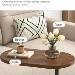 C-formet sidebord, 360° drejeligt & flip-top C-formet endebord, mobile C-sideborde, der glider ind under, laptopstativ sofabord til sofa/seng 45x30x60cm | Fyndiq