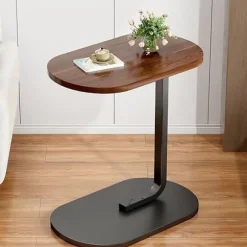 C-formet sidebord & sofabord – lille træ coffee table, der glider under sofa og seng_TF_TF Brun