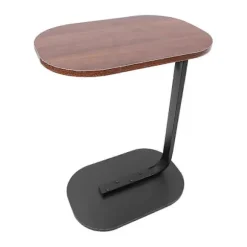 C-formet Sidebord Fritstående Sofabord Valnød Sort