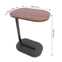 C-formet Sidebord Fritstående Sofabord Valnød Sort