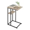 C-formet sidebord med 2 hylder til sofa og seng