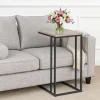 C-formet sidebord, trælignende bordplade, metalstel