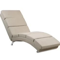 Chaiselong med ergonomisk høj ryg, cremefarvet, 180 kg kapacitet