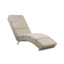 Chaiselong med ergonomisk høj ryg, cremefarvet, 180 kg kapacitet