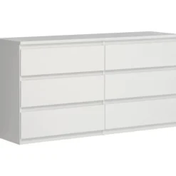 CHELSEA 6 Skuffe Kommode - Mat hvid farve - L 154 x D 42,2 x H 79,9 cm