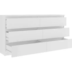 CHELSEA 6 Skuffe Kommode - Mat hvid farve - L 154 x D 42,2 x H 79,9 cm
