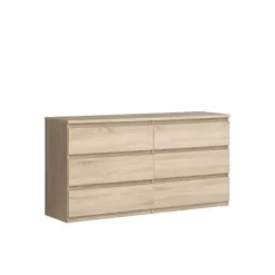 CHELSEA 6 Skuffe Kommode - Eg farve - L 154 x D 42,2 x H 79,9 cm Ek