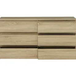 CHELSEA 6 Skuffe Kommode - Eg farve - L 154 x D 42,2 x H 79,9 cm Ek