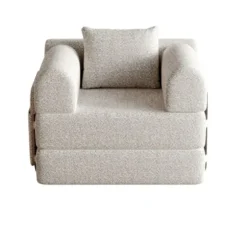 Chenille 2-i-1 sovesofa med opbevaringsrum i armlænet, 3 metalrammer og flere konfigurationsmuligheder khaki
