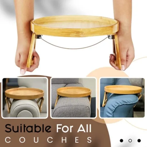 Clip-on bakke sofabord, bambus sofa armlænsbakke, foldbar sofa armlænsbakke bord, bærbar clip-on sidebord
