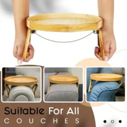 Clip-on bakke sofabord, bambus sofa armlænsbakke, foldbar sofa armlænsbakke, bærbar clip-on sidebord
