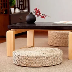 45cm Yoga Måtten Rund Pouf Gulvpude Pude Halm Meditation Fortykkelse Blød Yoga Udstyr