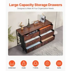 Commode - DUOKU - ZWE-BC-SS-03 - 6 Skuffer - 130x39x69 cm - Opbevaringsmøbel