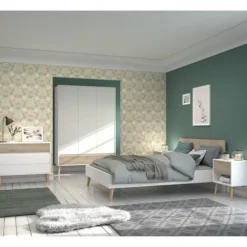 Commode AALBORG 3 Skuffer - Hvid og eg - Skandinavisk - L 90,8 x P 40 x H 77,5cm - PARISOT vit och ek