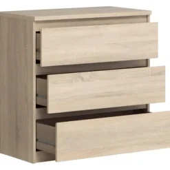 Commode CHELSEA 3 Skuffer - Farve eg - L 77,2 x D 42 x H 79,9 cm Ek