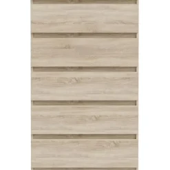 Commode CHELSEA 5 skuffer - Egetræ dekoration - L 77,2 x P 42,2 x H 128,1cm Sonoma ek