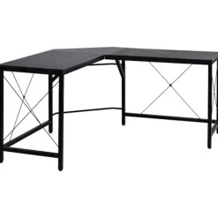 Computer Skrivebord L-Shape Hjørne Skrivebord, Vinkel Skrivebord, Mdf, Sort, 150X150X76Cm