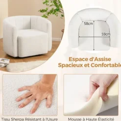 COSTWAY 360° Drejelig Velour Puffesofa, Maks. belastning: 160 KG