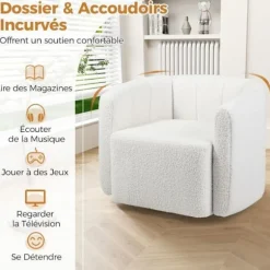 COSTWAY 360° Drejelig Velour Puffesofa, Maks. belastning: 160 KG