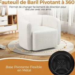 COSTWAY 360° Drejelig Velour Puffesofa, Maks. belastning: 160 KG