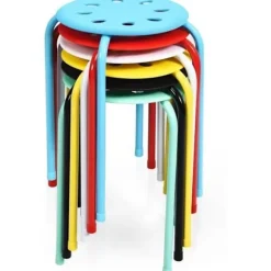 COSTWAY 6 stabelbare skamler 30 x 40,5 cm (Dia x H), Stabil X-formet sammenføjet metalramme til køkken, Bistro Multicolor Flerfärgad