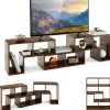 COSTWAY 65" TV-møbel i 3 dele modulært, modulær bogreol til stue, værelse, TV-møbel i træ, 135x30x43cm, brun