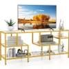 COSTWAY 65" TV-møbel i glas med en stor topplade og 4 hylder i hærdet glas, til stue, soveværelse, værelse, 147 x 40 x 62 cm
