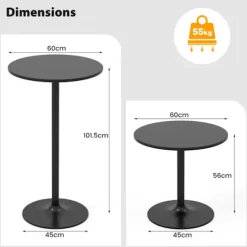 COSTWAY Barbord 60 x 60 x 101,5 cm - Metalbase til Spisestue, Restaurant