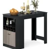 COSTWAY Barhjørnebord - Køkkenø med Åbne Rum Justerbar Hylde til Spisestue 120 x 60 x 91,5 cm