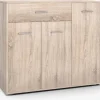 COSTWAY Buffet i Køkken Skab Opbevaringsmøbel med 1 Skuffe og 3 Døre i MDF 90 x 29 x 82 CM (L x B x H) Naturlig Kommode