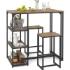 COSTWAY Ensemble Spisebord og Stole til 2 Personer - 3 Opbevaringshylder til Små Rum, Køkken 110 x 60 x 110cm