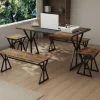 COSTWAY Ensemble Spisebord 5 Deler til 4 til 6 Personer - 2 Bænke 2 Barstole til Lejlighed Litet Rum