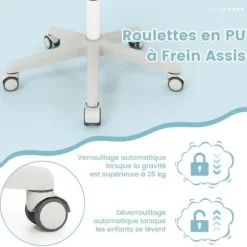 COSTWAY Ergonomisk drejelig kontorstol til børn 6-15 år, 5 bremsehjul, justerbar sædehøjde 43-55 cm, blå Blå
