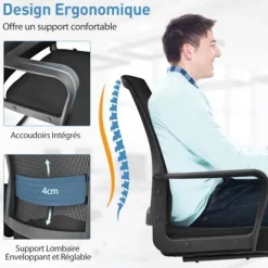COSTWAY Ergonomisk mesh kontorstol Blød polstret konferencestol Max belastning:. 136 kg Svart