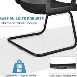 COSTWAY Ergonomisk mesh kontorstol Blød polstret konferencestol Max belastning:. 136 kg Svart