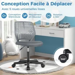 COSTWAY Ergonomisk mesh kontorstol, justerbar sædehøjde 41-53 cm, til børn, teenagere, voksne, grå Grå