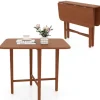 COSTWAY Firkantet Foldbar Spisebord i Træ til 2-4 Personer med 2 Foldbare Paneler 90 x 90 x 74,5 cm