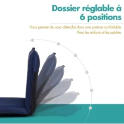 COSTWAY foldbar gulvstol, Tatami hvilestol i 6 positioner, ideel til soveværelse, stue, kontor, 44 x 54,5 x 53,5 cm (L x B x H) marinblå