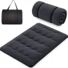 COSTWAY Futonmadras 140 x 200 CM, Aftageligt Vaskbart Topmadras, Bærbar Gulvmadras med Transporttaske til Camping, Sort