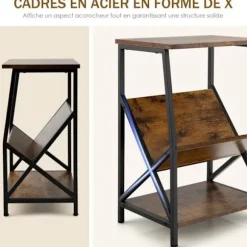 COSTWAY Industriel Side Table med 3 Niveauer, Metalramme, 40 x 30 x 61 CM, med Åben Hylde, til Kontor, Værelse