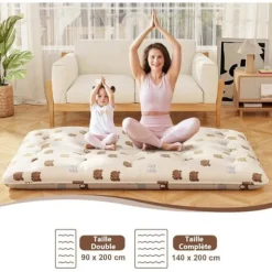 COSTWAY japansk futonmadras 90x200CM - Aftagelig topmadras, foldbar gulvmadras - hjemme, autocamper, sovesal - brun bjørn Brun björn