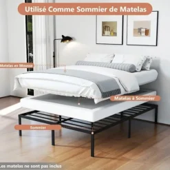 COSTWAY kingsize-seng 160 x 200 cm, Metal Platform Sengeramme, Base med Jern Lamel Support, Underseng Opbevaring