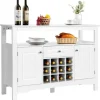COSTWAY Køkken skænk 1 skuffe og 2 skabe 117 x 40,5 x 82,5 CM (L x B x H) Opbevaringsenhed til spisestue, stue, hvid