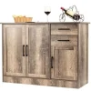 COSTWAY køkkenskænk - 3 låger og 2 skuffer - 110x40x78 CM - Lav skænk - Justerbar hylde - Stue, kontor og spisestue