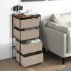 COSTWAY kommode med 4 stofskuffer 42 x 33,5 x 84,5 cm, med metalramme, opbevaringsskuffemøbler til soveværelse, industri, café