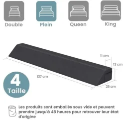 COSTWAY Kompensation Pude i Høj Densitet Svamp -Hovedpude til Seng, Side Lommer, Udfyldning af Mellemrummet -137x25x13CM
