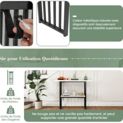 COSTWAY Konsol Møbel til Entré i 2 Etager med Marmorprint, Metalramme, 120 x 29,5 x 92,5 cm (L x B x H), Hvid + Sort vit svart